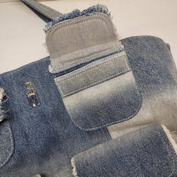 Steve Madden Banisia/Anisia Denim Multi-Pocket Tote Bag Blue Jean Large - Picture 5 of 15